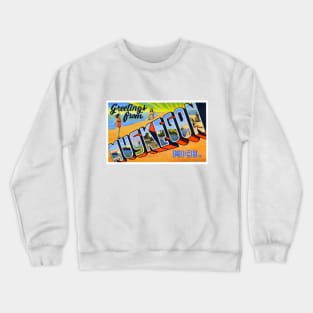 Greetings from Muskegon Michigan - Vintage Large Letter Postcard Crewneck Sweatshirt